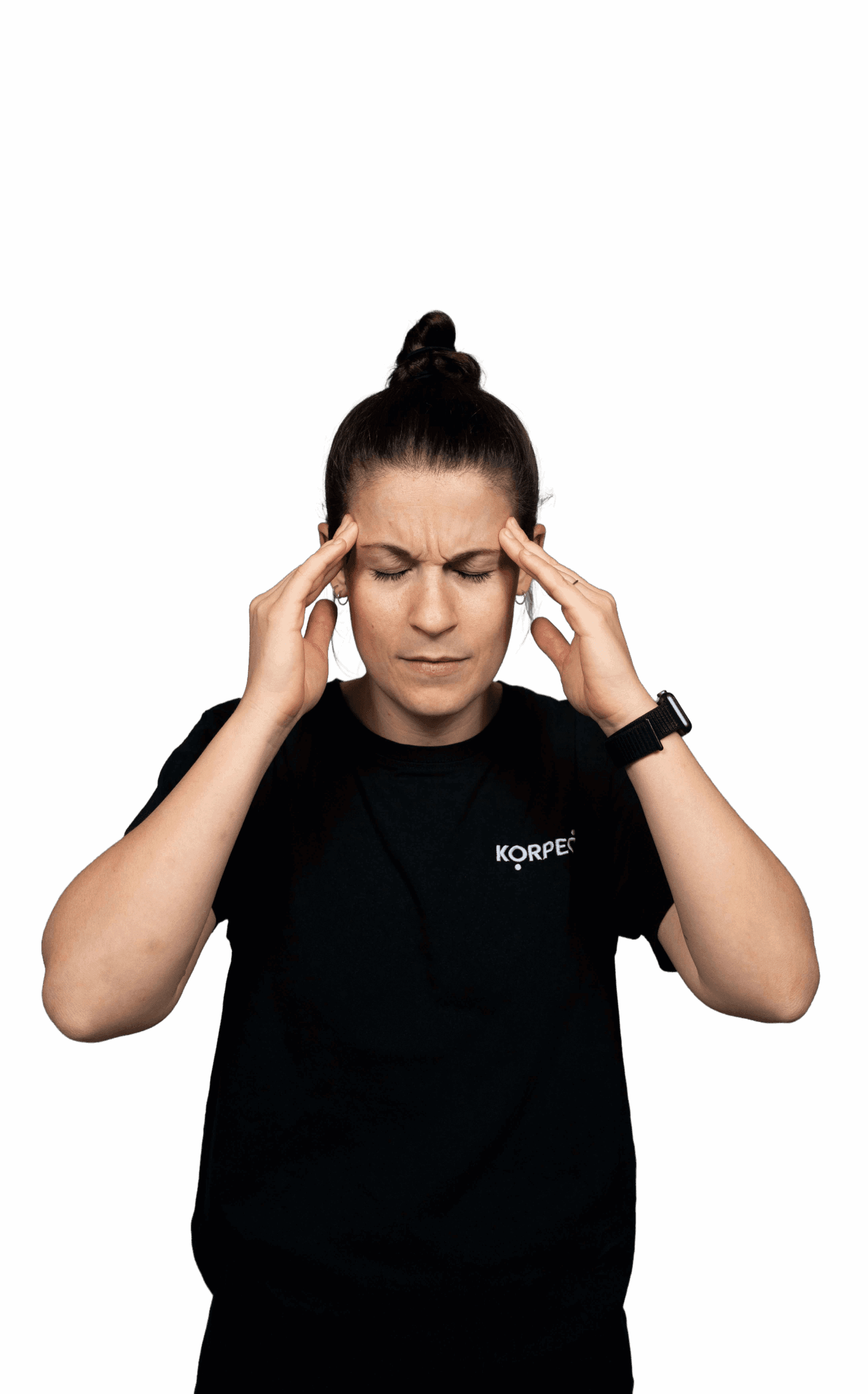 Frau mit Kopfschmerzen – gezielte physiotherapeutische Behandlung im Gesundheits- und Trainingszentrum.