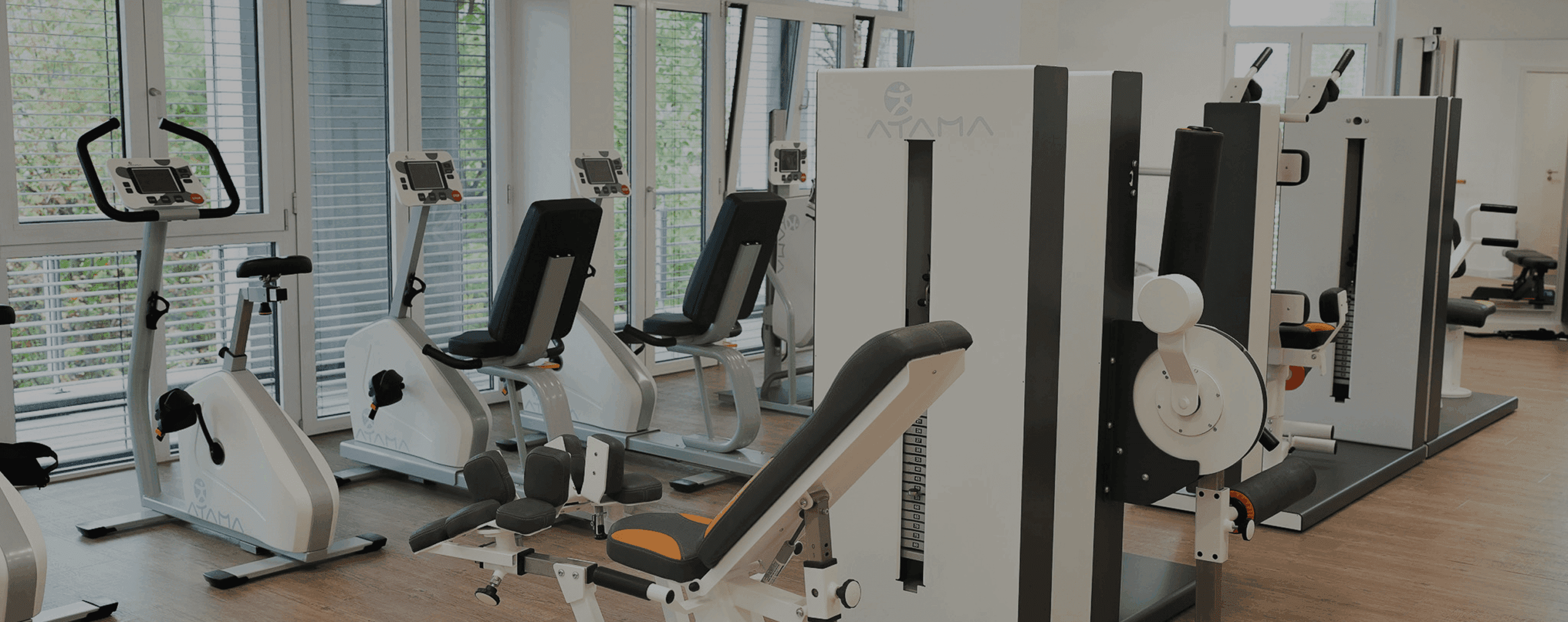 Einblick in die lichtdurchflutete Trainingsfläche von Korpeo in Werdorf mit großen Fenstern und moderner Ausstattung – ideale Umgebung für effektives Gesundheitstraining.