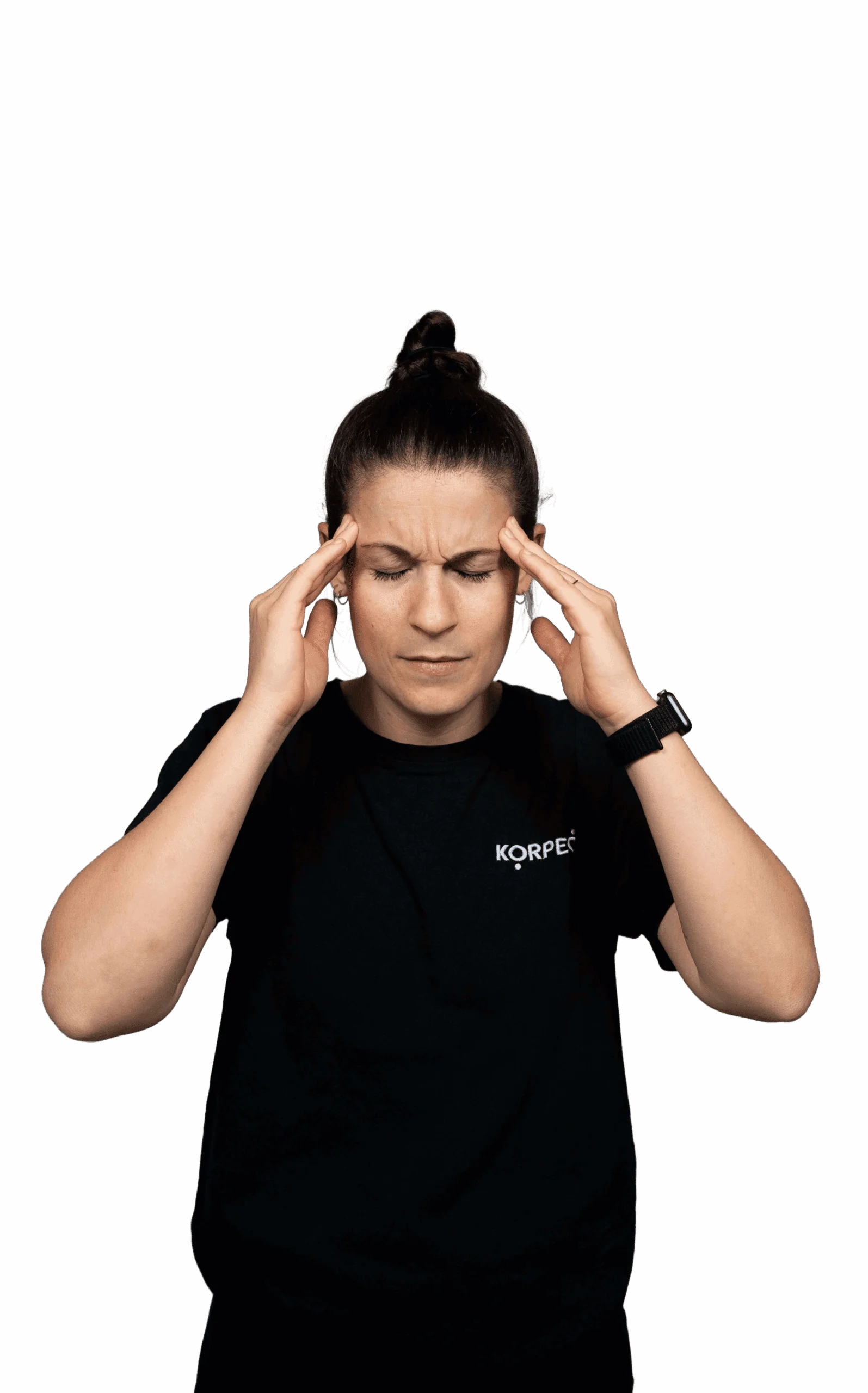 Frau mit Kopfschmerzen – gezielte physiotherapeutische Behandlung im Gesundheits- und Trainingszentrum.